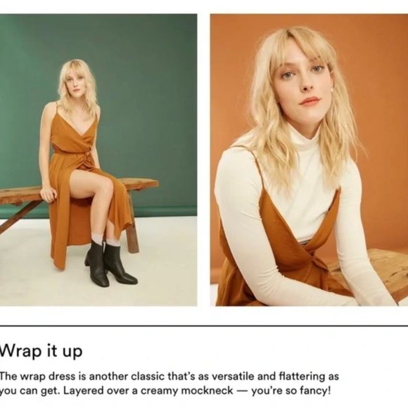 Frank & Oak Satin Velvet Mini Wrap Dress - Sandy Brown - Picture 2 of 5